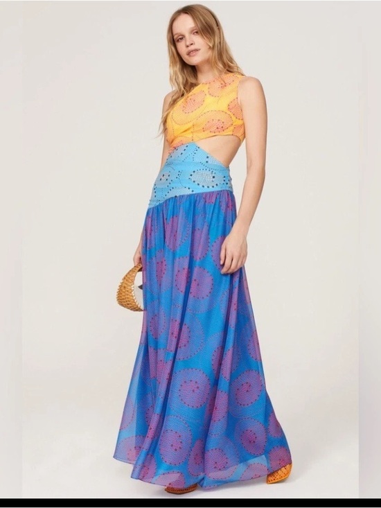 STAUD Dresses & Skirts - Staud Ashlyn Blue Golc‎ Multicolor Cutout Maxi Dress, Size 2
